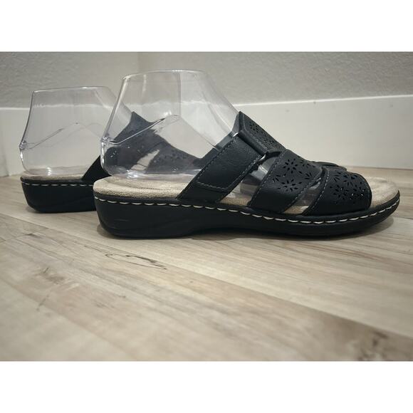 Croft & Barrow POPPINS Black Hook & Loop Slip On Sandals Slides Size 8.5 - Picture 4 of 7